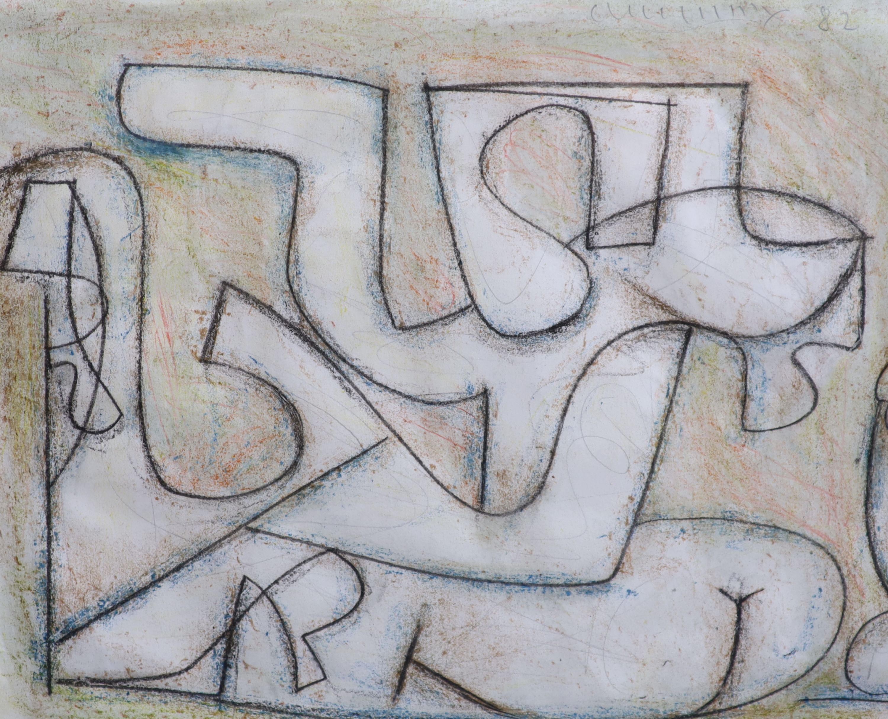 Roy Turner Durrant (1928-1997), 'Woman and Bird 1977', charcoal and colour chalk on paper, 32.5 x 40cm